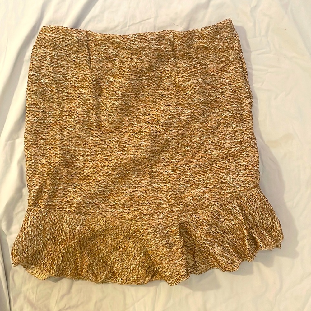 ASOS DESIGN TWEED BOUCLE GLITTER BROWN TAN SKIRT NWOT